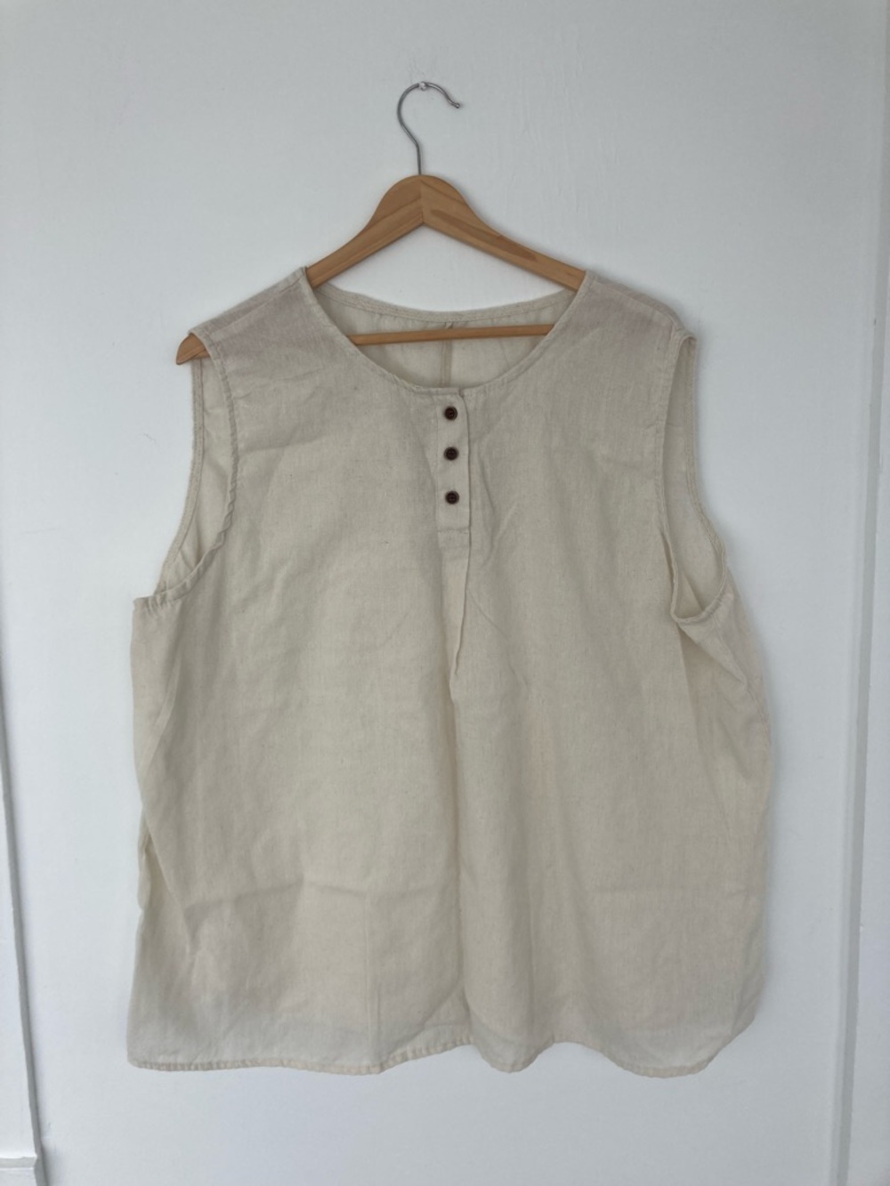 Handmade Sleeveless Cream Linen Tank